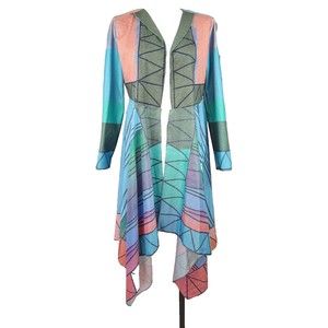 Misslook Open Longline Multicolor Mixed Fabric Topper Top L